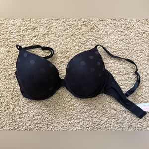 PINK Victoria's Secret Black Polka Dot Push-up Bra